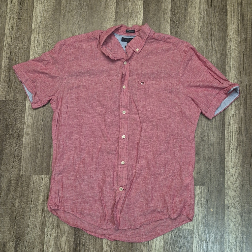 Tommy Hilfiger Men's Short Sleeve Shirt  Cotton/Linen Size M